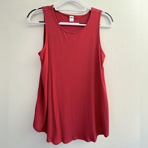 Old Navy Luxe Ribbed Tank Top Red Size Small Sleeveless Relaxed Fit Stretchy